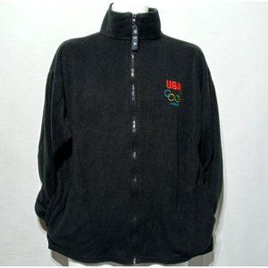 US Olympic Committee Black Fleece Jacket Team USA London Size L Full Zip